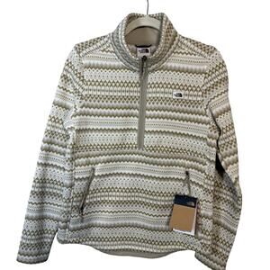 North Face NWT Women S Crescent 1/4 Zip Pullover Gardenia Apres Fairisle White